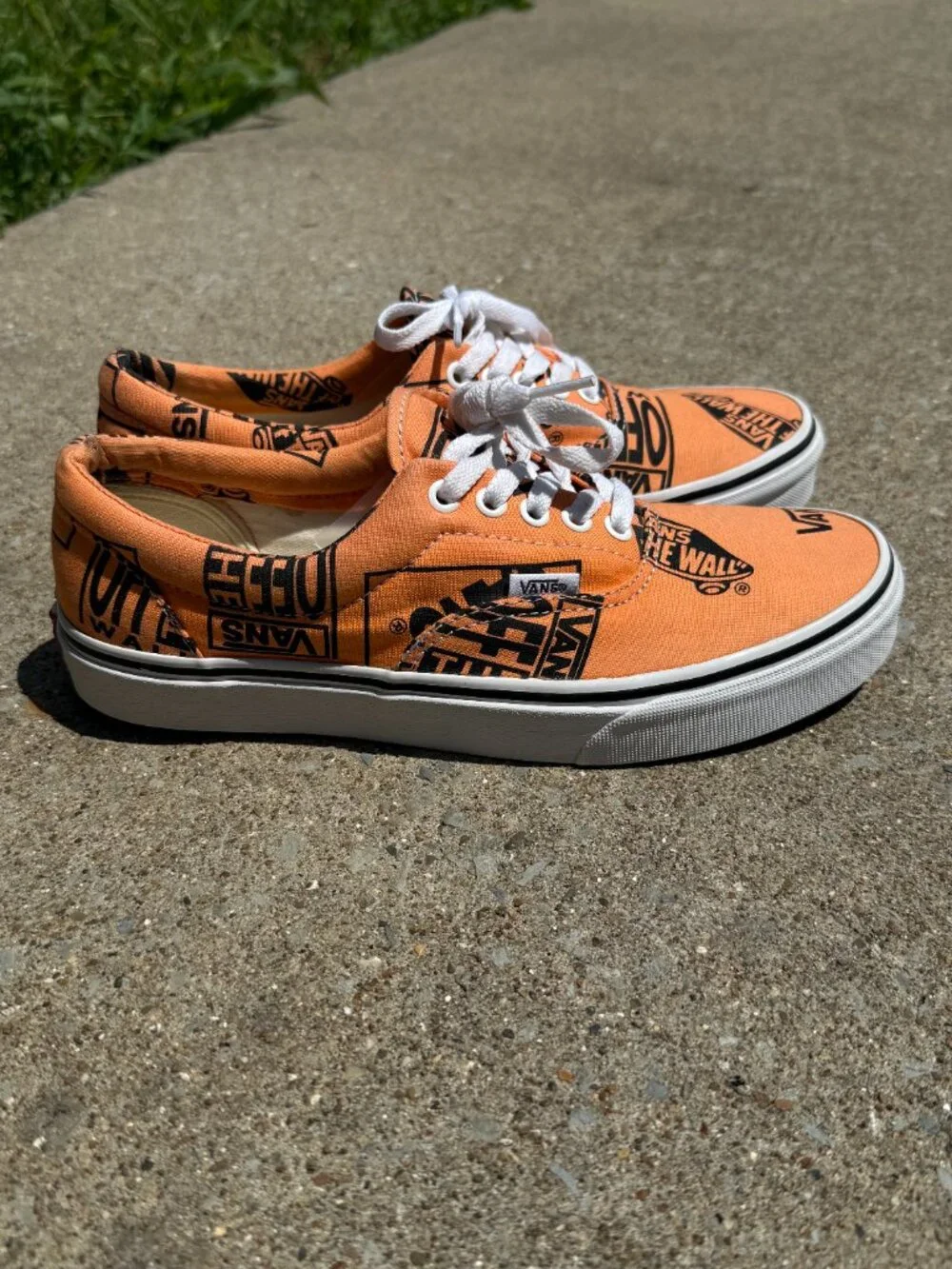 Vans Era Mens 8.5 Womens 10 Orange Logo Print Y2K Skater Streetwear Shoes 4046